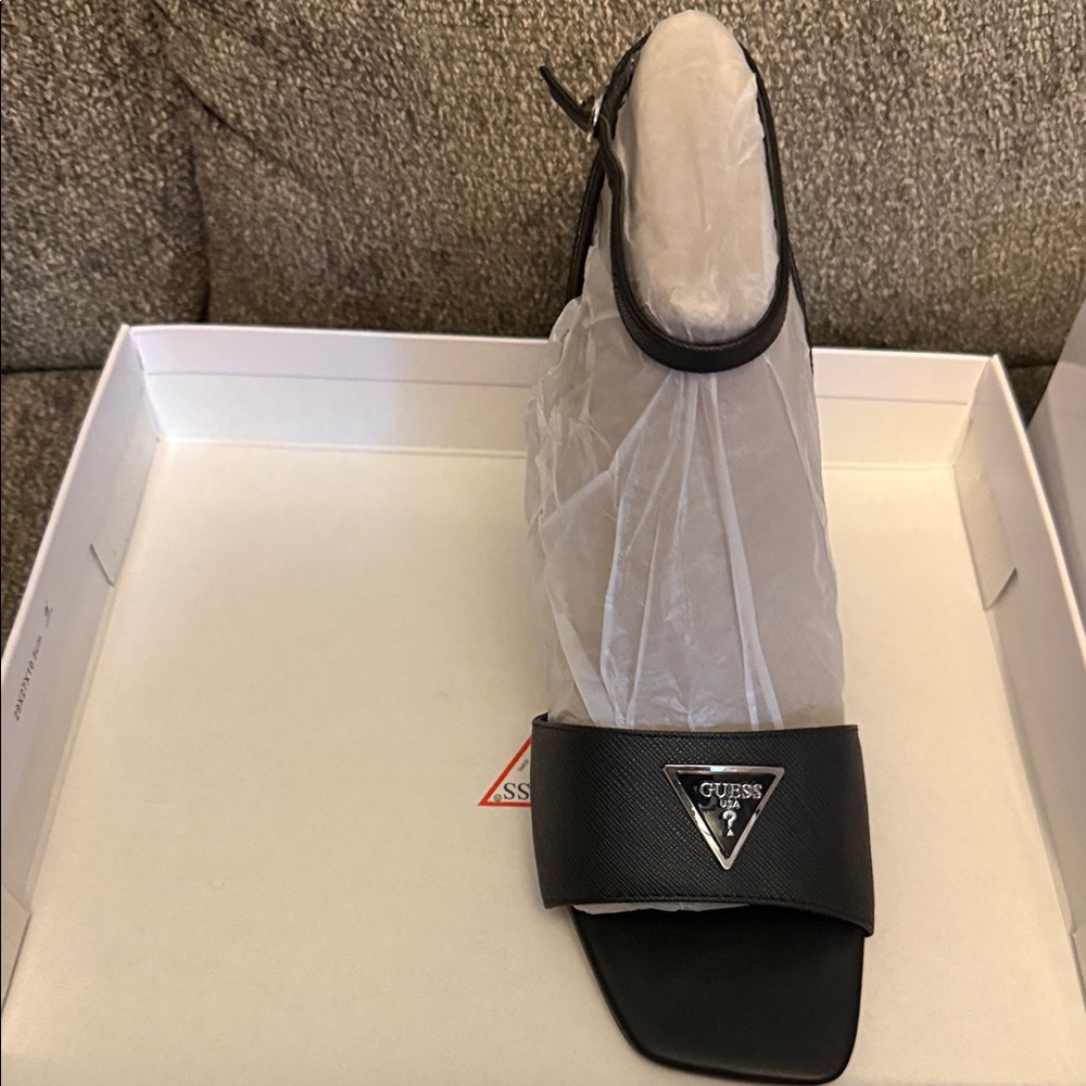 Guess Black Logo Slide Sandals